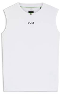 Active tank top in stretch fabric with rear stripes 1