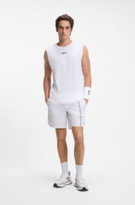 Active tank top in stretch fabric with rear stripes, White