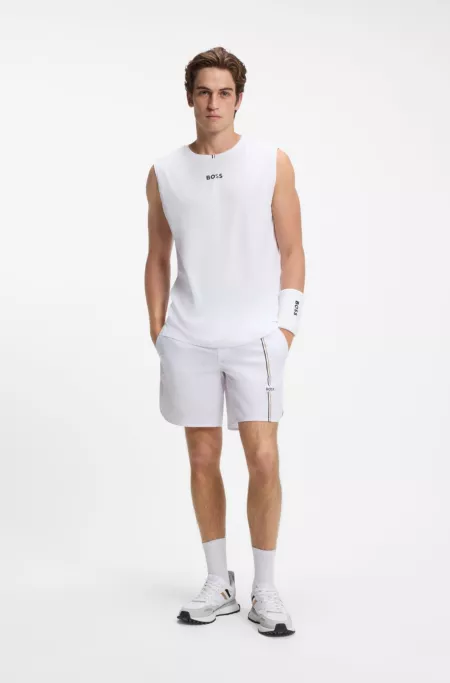 Active tank top in stretch fabric with rear stripes