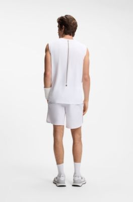 Active tank top in stretch fabric with rear stripes, White