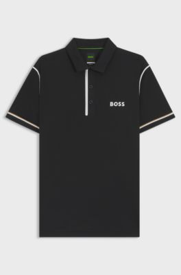 Active Paddy golf polo shirt in ripstop fabric, Black