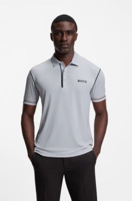 Active Paddy golf polo shirt in ripstop fabric, Light Grey