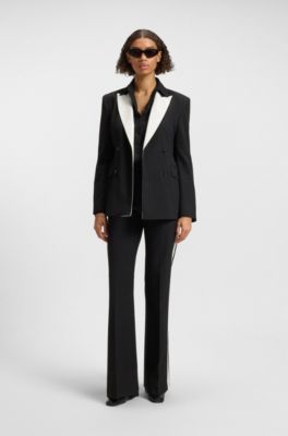 Oversized-fit blouse with burnout pattern, Black