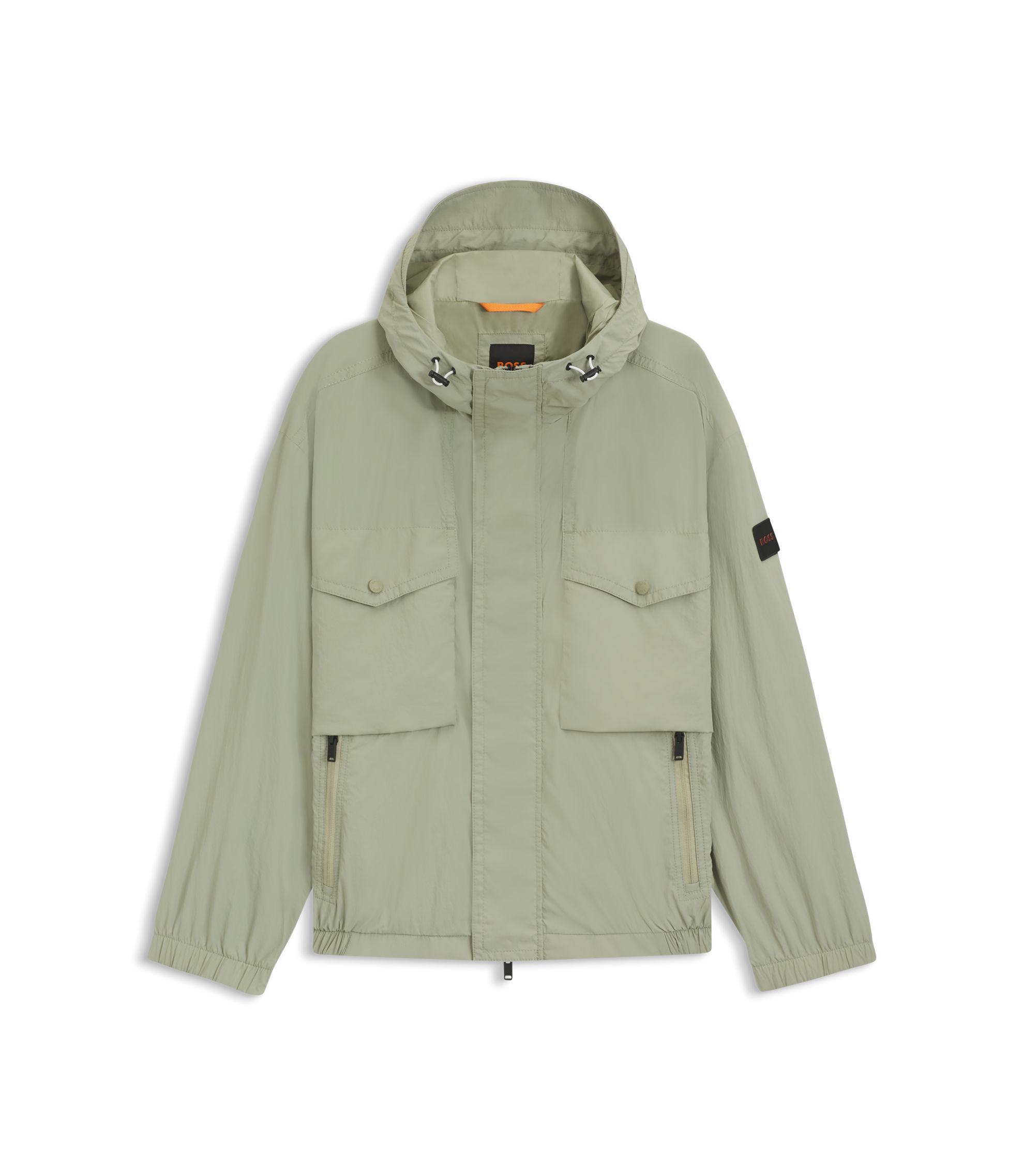 BOSS Wasserabweisende Jacke mit Kapuzenschirm Hellgrün