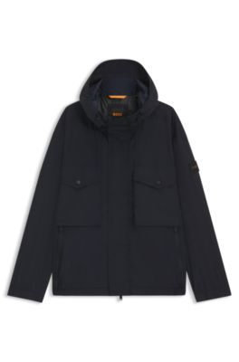 Giubbotto idrorepellente con visiera sul cappuccio, Blu scuro