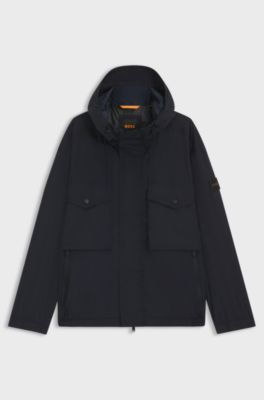 Waterafstotende jas met capuchon, Donkerblauw