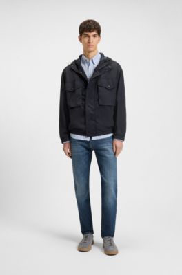 Water-repellent jacket with hood visor, Dark Blue