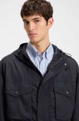 Water-repellent jacket with hood visor, Dark Blue