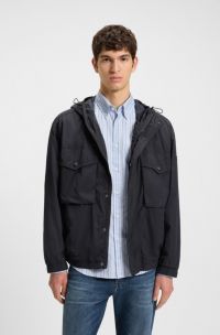 Water-repellent jacket with hood visor, Dark Blue