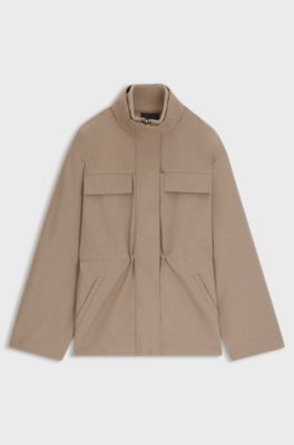 Veste d&eacute;perlante avec taille fronc&eacute;e, Brun chin&eacute;