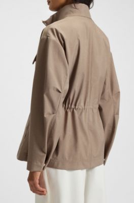 Water-repellent jacket with gathered waist, Light Brown