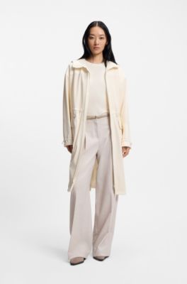 Parka jacket in perforated faux leather, Natural