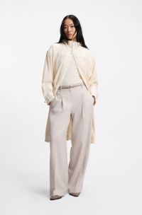 Parka jacket in perforated faux leather, Natural
