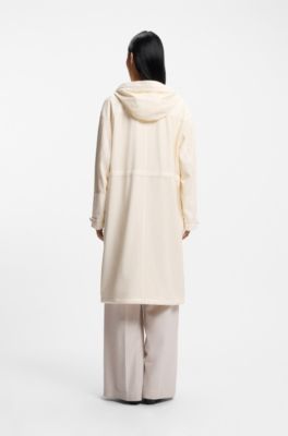 Parka jacket in perforated faux leather, White