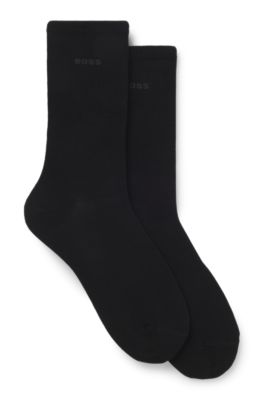 Lot de deux paires de chaussettes mi-mollet avec logos, Noir