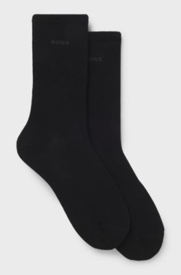 Zweierpack mittelhohe Socken mit Logos, Schwarz