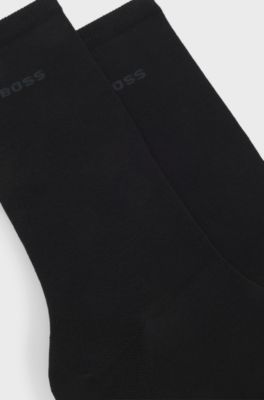 Zweierpack mittelhohe Socken mit Logos, Schwarz
