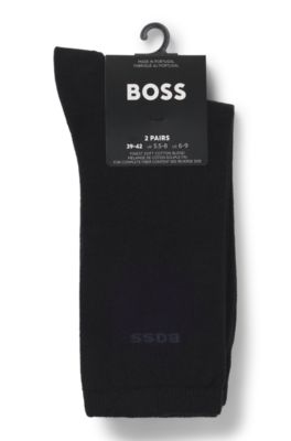 Two-pack of regular-length socks with logos, Black