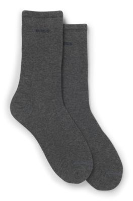 Two-pack of regular-length socks with logos, Dark Grey