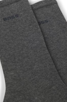 Two-pack of regular-length socks with logos, Dark Grey