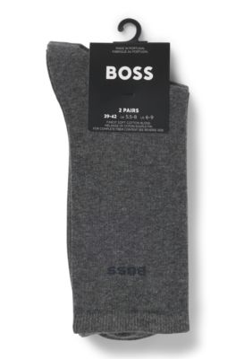 Two-pack of regular-length socks with logos, Dark Grey