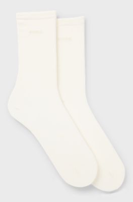 Two-pack of regular-length socks with logos, Natural