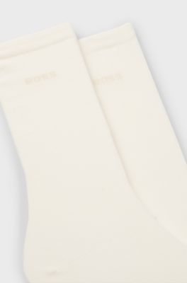 Two-pack of regular-length socks with logos, Natural