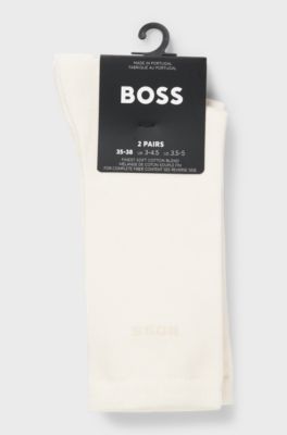 Two-pack of regular-length socks with logos, Natural