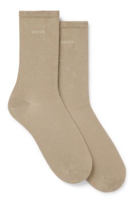 Two-pack of regular-length socks with logos, Beige