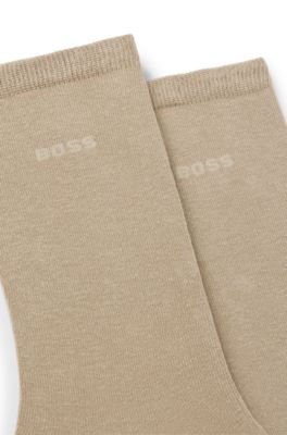 Two-pack of regular-length socks with logos, Beige