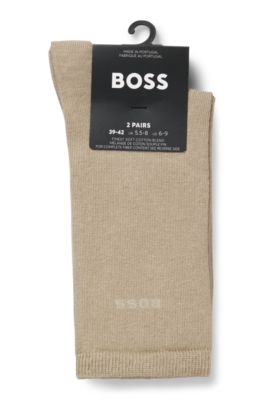 Two-pack of regular-length socks with logos, Beige