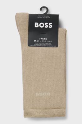 Two-pack of regular-length socks with logos, Beige