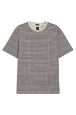 BOSS - シルケットコットン Tシャツ グリッドパターン - グレー