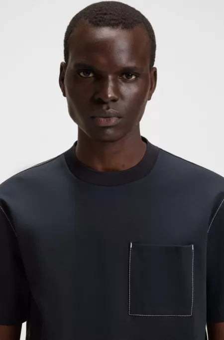 Cotton-blend T-shirt with pocket detail