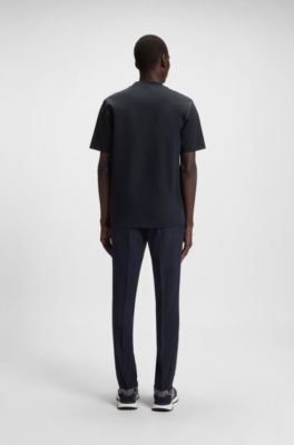 T-shirt in misto cotone con tasca, Blu scuro