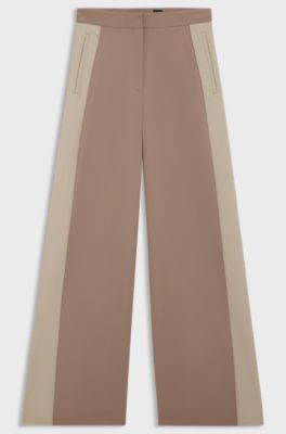 Regular-fit trousers with colour-blocking, Light Brown