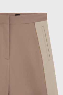 Regular-fit trousers with colour-blocking, Light Brown