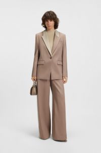 Regular-fit trousers with colour-blocking, Light Brown