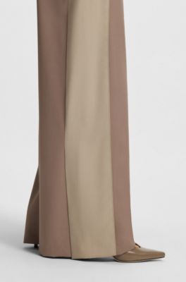Regular-fit trousers with colour-blocking, Light Brown