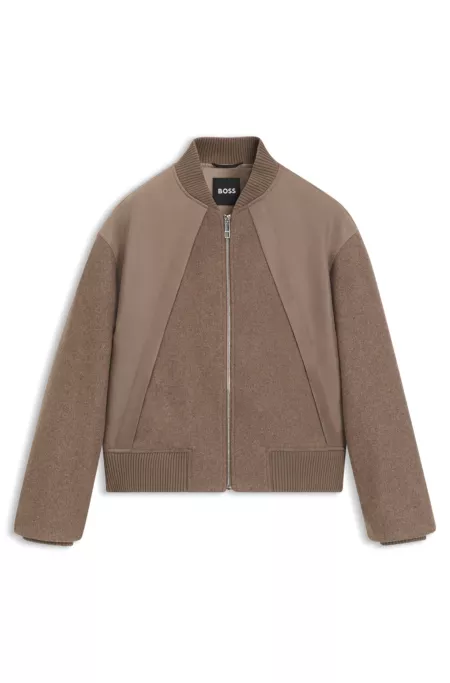 Chaqueta bomber en mezcla de tejidos