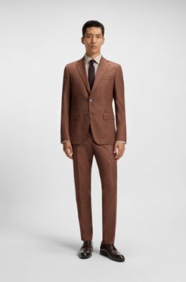 Leather Derby shoes with brogue details, Dark Brown