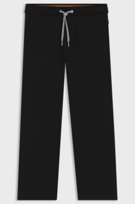 Cotton-blend tracksuit bottoms with patterned drawcord, Black