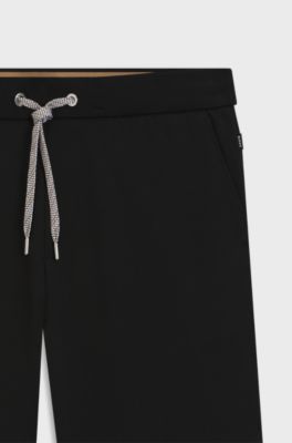 Cotton-blend tracksuit bottoms with patterned drawcord, Black