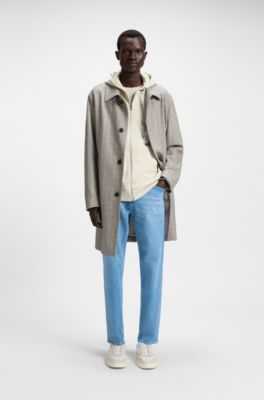 Sweat &agrave; capuche zipp&eacute; en coton m&eacute;lang&eacute; avec cordon de serrage &agrave; motif, Naturel