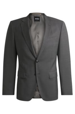 Slim-fit jacket in micro-patterned virgin wool, Grey