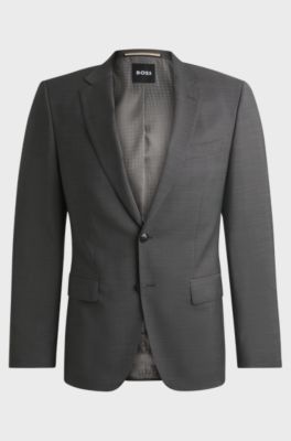 Slim-fit jacket in micro-patterned virgin wool, Grey
