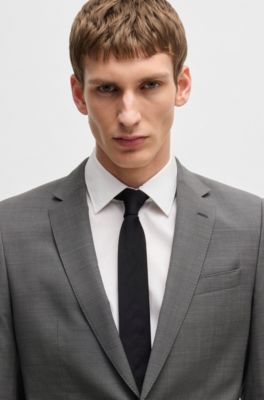 Slim-fit jacket in micro-patterned virgin wool, Grey