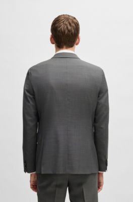 Slim-fit jacket in micro-patterned virgin wool, Grey