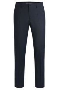 Slim-fit suit trousers in patterned virgin wool, Blue