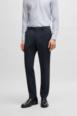 Slim-fit suit trousers in patterned virgin wool, Blue